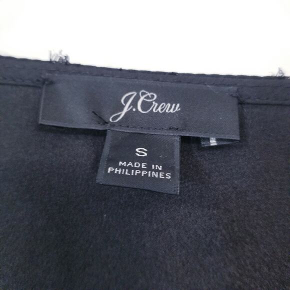 J. Crew Black Polka Metallic Dot Jacquard Blouse V-Neckline Tie Waist - Picture 6 of 13